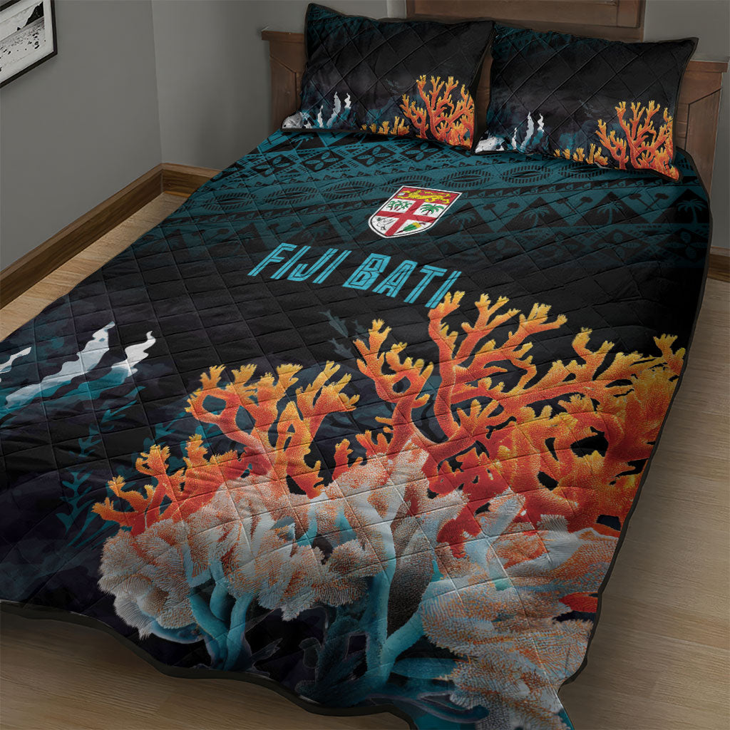 Fiji Bati Rugby Viti Masi Quilt Bed Set Coral Motifs LT7 - Polynesian Pride