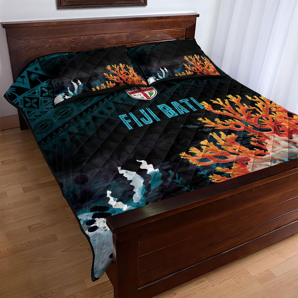 Fiji Bati Rugby Viti Masi Quilt Bed Set Coral Motifs LT7 - Polynesian Pride