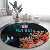 Fiji Bati Rugby Viti Masi Round Carpet Coral Motifs LT7 - Polynesian Pride