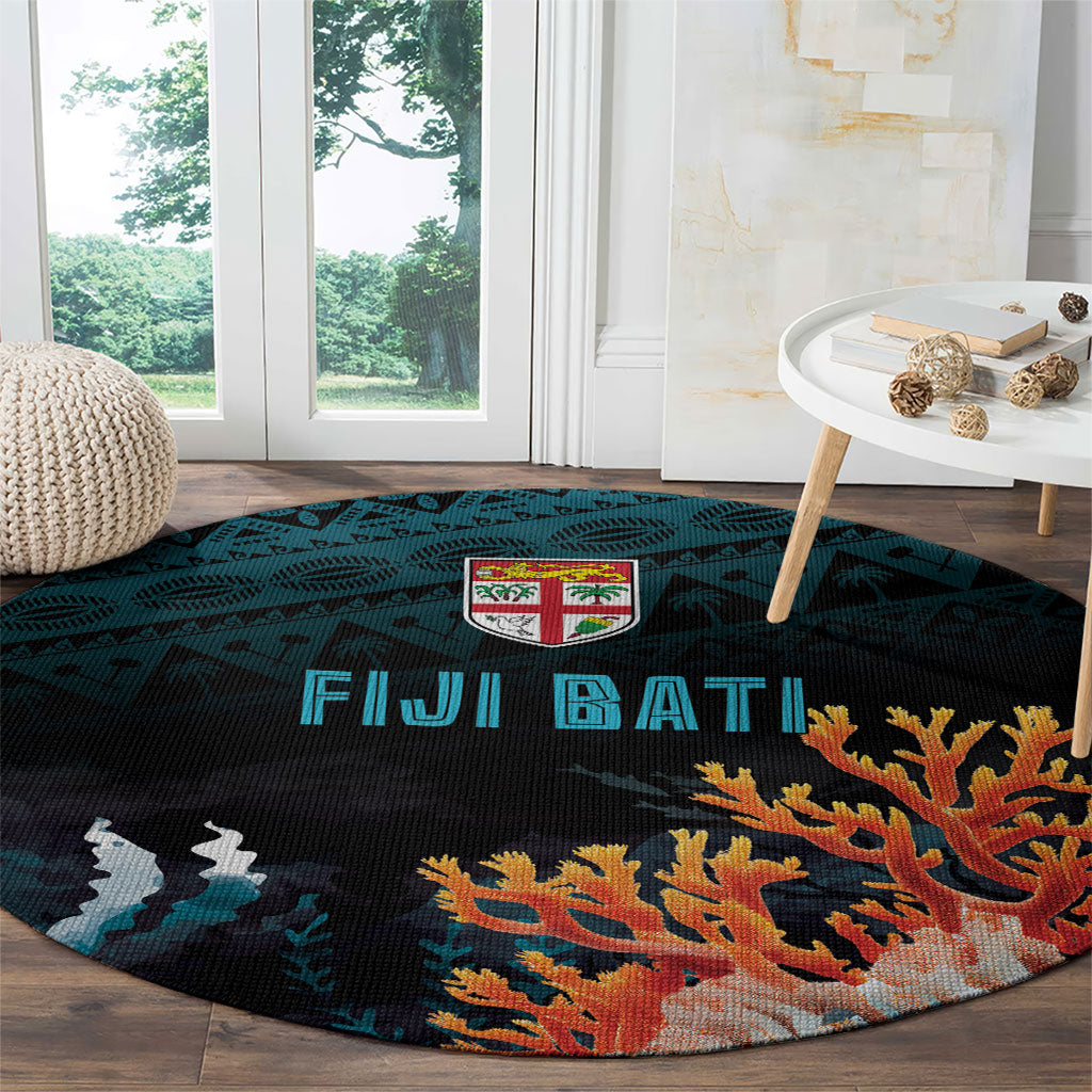 Fiji Bati Rugby Viti Masi Round Carpet Coral Motifs LT7 - Polynesian Pride