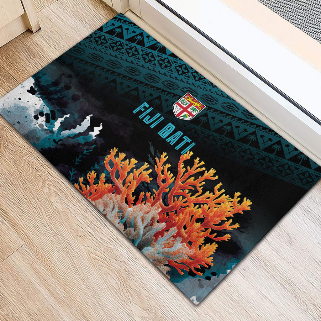 Fiji Bati Rugby Viti Masi Rubber Doormat Coral Motifs LT7 - Polynesian Pride