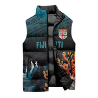 Fiji Bati Rugby Custom Viti Masi Sleeveless Puffer Jacket Coral Motifs LT7 - Polynesian Pride