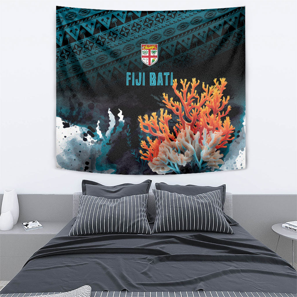 Fiji Bati Rugby Viti Masi Tapestry Coral Motifs LT7 - Polynesian Pride