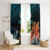 Fiji Bati Rugby Viti Masi Window Curtain Coral Motifs LT7 - Polynesian Pride