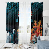 Fiji Bati Rugby Viti Masi Window Curtain Coral Motifs LT7 - Polynesian Pride