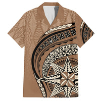 Tonga Ngatu Family Matching Long Sleeve Bodycon Dress and Hawaiian Shirt Tokelau Classic Motifs LT7 Dad's Shirt - Short Sleeve Brown - Polynesian Pride