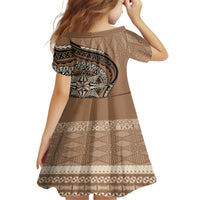 Tonga Ngatu Family Matching Off Shoulder Long Sleeve Dress and Hawaiian Shirt Tokelau Classic Motifs LT7 - Polynesian Pride