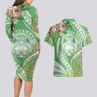 Aloha Molokai Island Couples Matching Long Sleeve Bodycon Dress and Hawaiian Shirt Hawaii Pua Kukui LT7 - Polynesian Pride