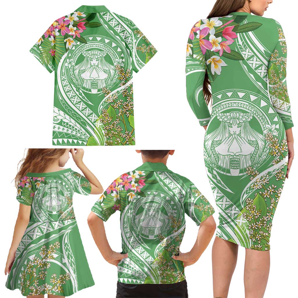 Aloha Molokai Island Family Matching Long Sleeve Bodycon Dress and Hawaiian Shirt Hawaii Pua Kukui LT7 - Polynesian Pride