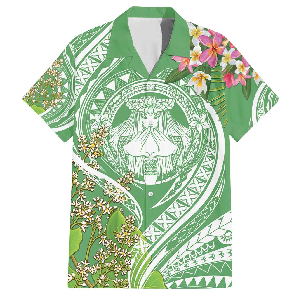 Aloha Molokai Island Family Matching Long Sleeve Bodycon Dress and Hawaiian Shirt Hawaii Pua Kukui LT7 Dad's Shirt - Short Sleeve Green - Polynesian Pride