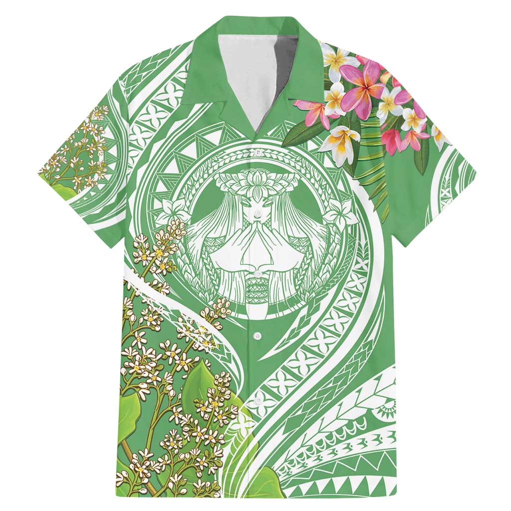 Aloha Molokai Island Family Matching Mermaid Dress and Hawaiian Shirt Hawaii Pua Kukui LT7 Dad's Shirt - Short Sleeve Green - Polynesian Pride