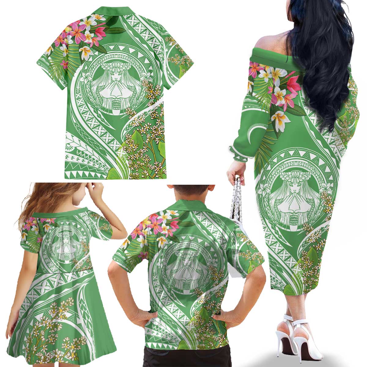 Aloha Molokai Island Family Matching Off The Shoulder Long Sleeve Dress and Hawaiian Shirt Hawaii Pua Kukui LT7 - Polynesian Pride