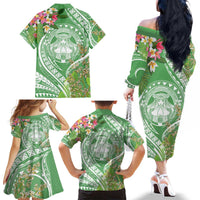 Aloha Molokai Island Family Matching Off The Shoulder Long Sleeve Dress and Hawaiian Shirt Hawaii Pua Kukui LT7 - Polynesian Pride