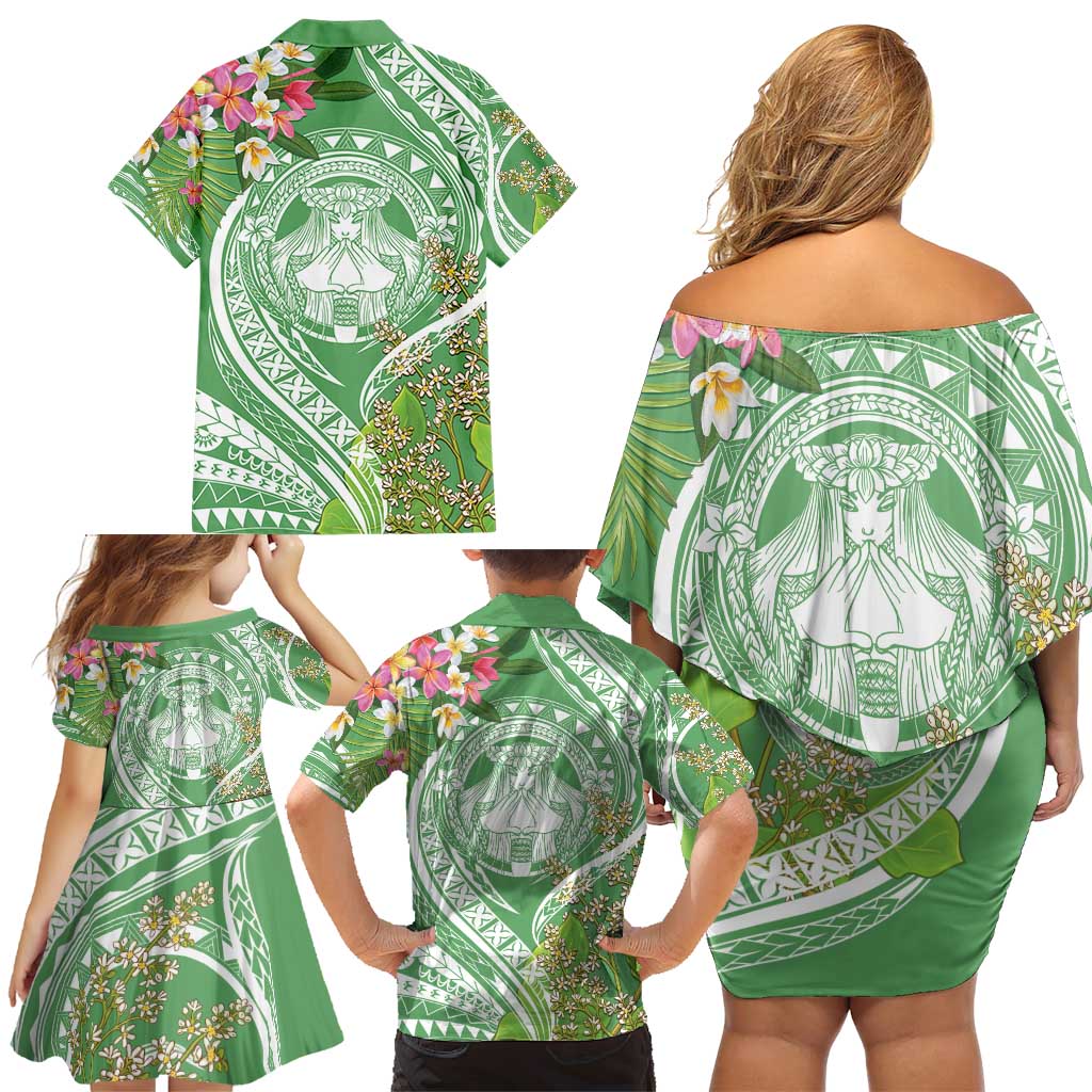 Aloha Molokai Island Family Matching Off Shoulder Short Dress and Hawaiian Shirt Hawaii Pua Kukui LT7 - Polynesian Pride