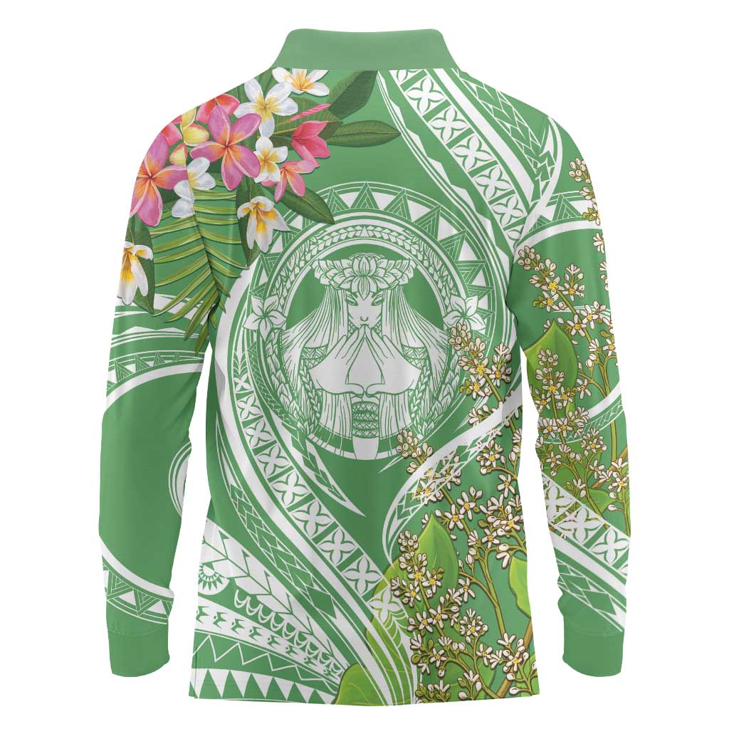 Aloha Molokai Island Long Sleeve Polo Shirt Hawaii Pua Kukui LT7 - Polynesian Pride