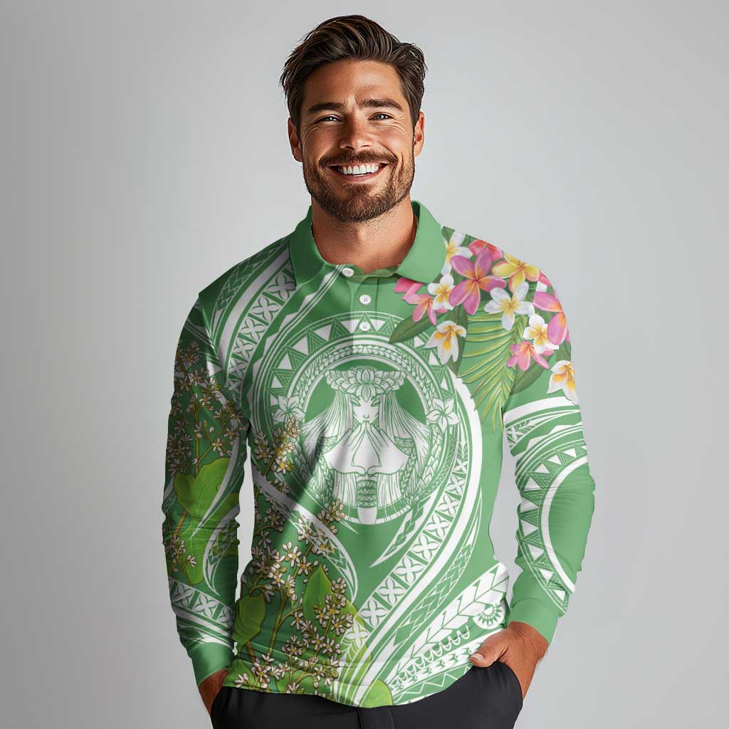 Aloha Molokai Island Long Sleeve Polo Shirt Hawaii Pua Kukui LT7 - Polynesian Pride