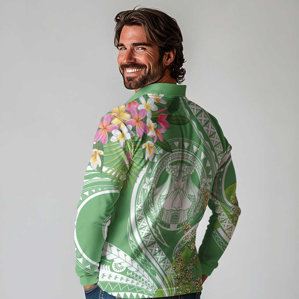 Aloha Molokai Island Long Sleeve Polo Shirt Hawaii Pua Kukui LT7 - Polynesian Pride