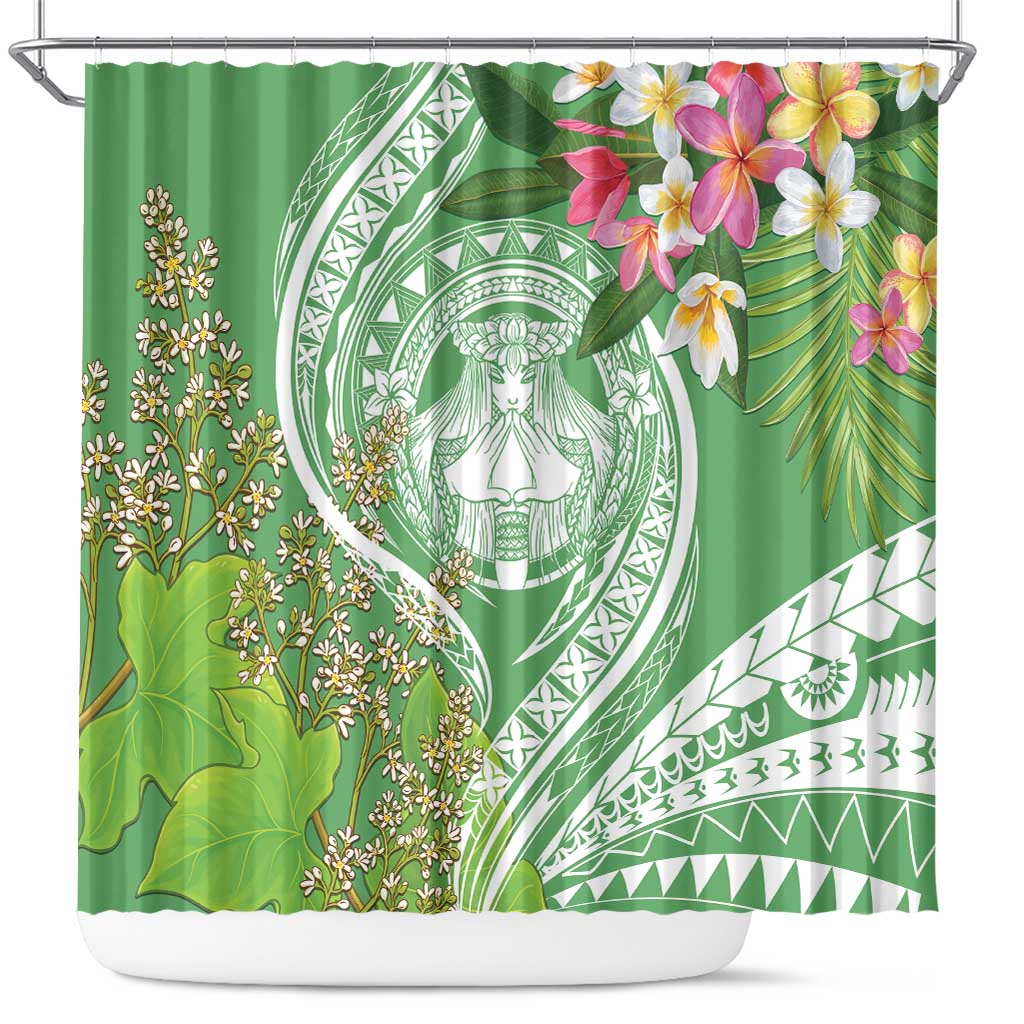 Aloha Molokai Island Shower Curtain Hawaii Pua Kukui LT7 Green - Polynesian Pride