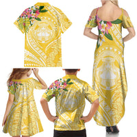 Aloha Hawaii Oahu Family Matching Summer Maxi Dress and Hawaiian Shirt Wahine with Ilima Lei LT7 - Polynesian Pride
