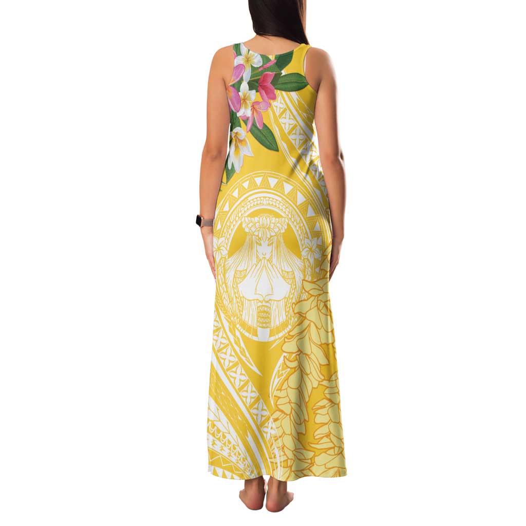 Aloha Hawaii Oahu Family Matching Tank Maxi Dress and Hawaiian Shirt Wahine with Ilima Lei LT7 - Polynesian Pride