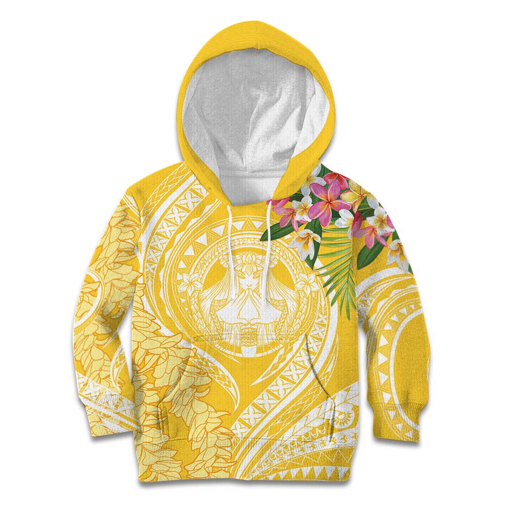 Aloha Hawaii Oahu Kid Hoodie Wahine with Ilima Lei LT7 Hoodie Yellow - Polynesian Pride