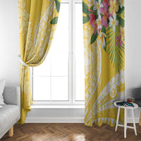 Aloha Hawaii Oahu Window Curtain Wahine with Ilima Lei