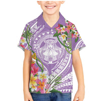 Aloha Hawaii Kauai Family Matching Mermaid Dress and Hawaiian Shirt Frangipani Mix Mokihana Lei LT7 Son's Shirt Purple - Polynesian Pride