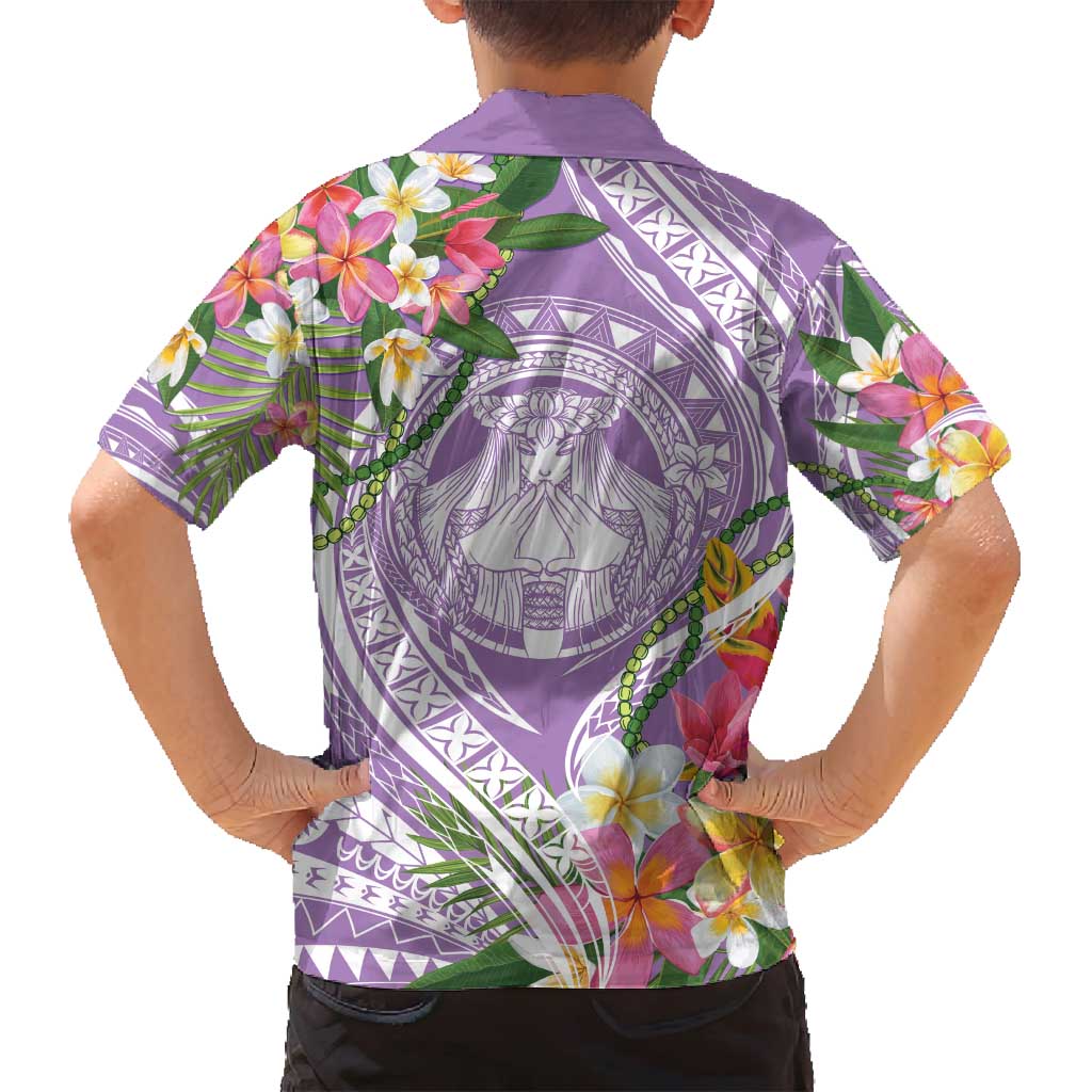Aloha Hawaii Kauai Family Matching Off Shoulder Maxi Dress and Hawaiian Shirt Frangipani Mix Mokihana Lei LT7 - Polynesian Pride