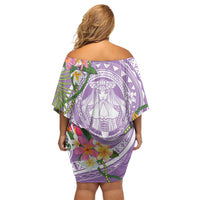 Aloha Hawaii Kauai Family Matching Off Shoulder Short Dress and Hawaiian Shirt Frangipani Mix Mokihana Lei LT7 - Polynesian Pride