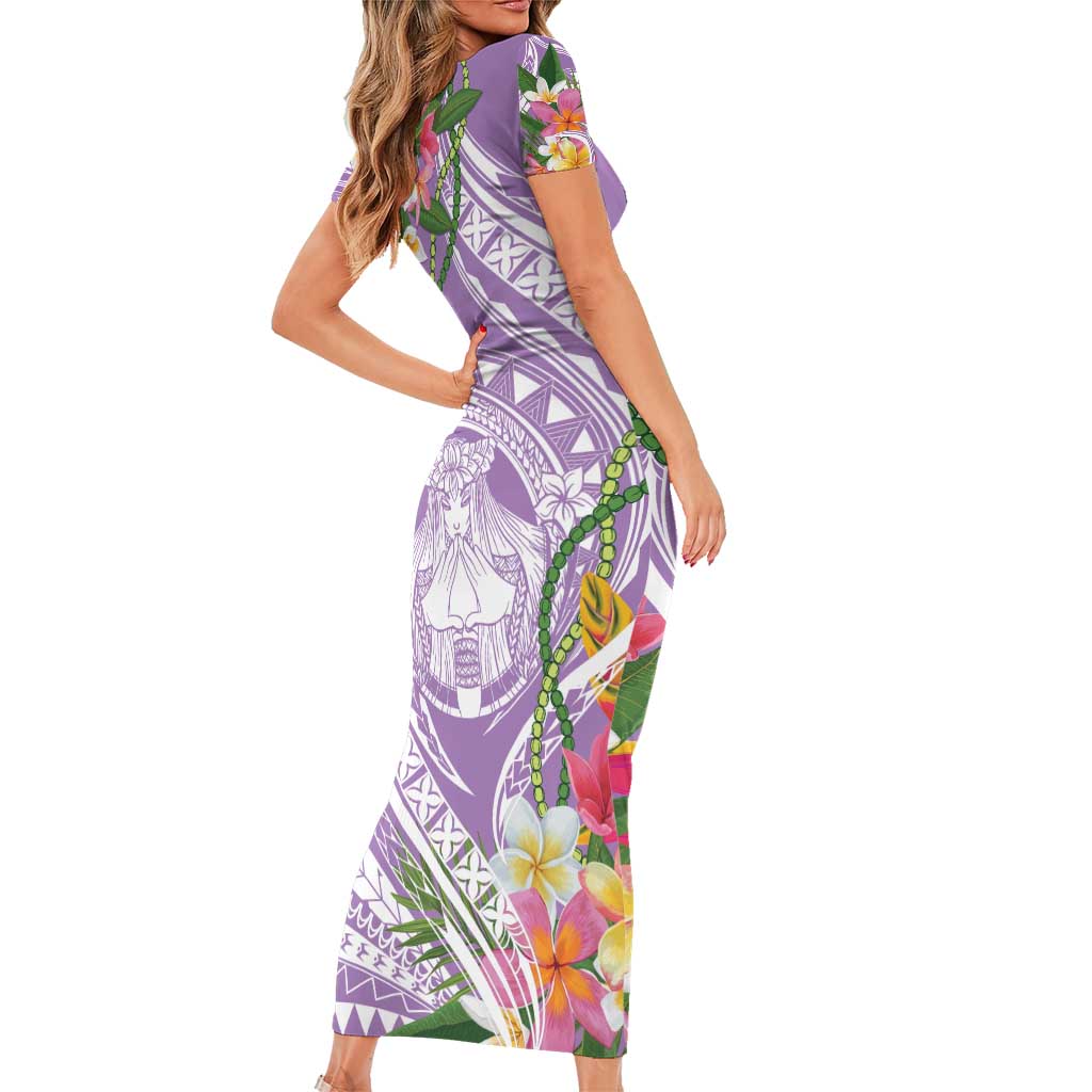 Aloha Hawaii Kauai Family Matching Short Sleeve Bodycon Dress and Hawaiian Shirt Frangipani Mix Mokihana Lei LT7 - Polynesian Pride