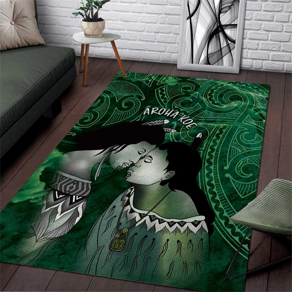 New Zealand Aroha Koe Mama Area Rug Maori Hongi - Pounamu LT7 Green - Polynesian Pride