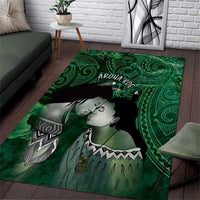 New Zealand Aroha Koe Mama Area Rug Maori Hongi - Pounamu LT7 Green - Polynesian Pride