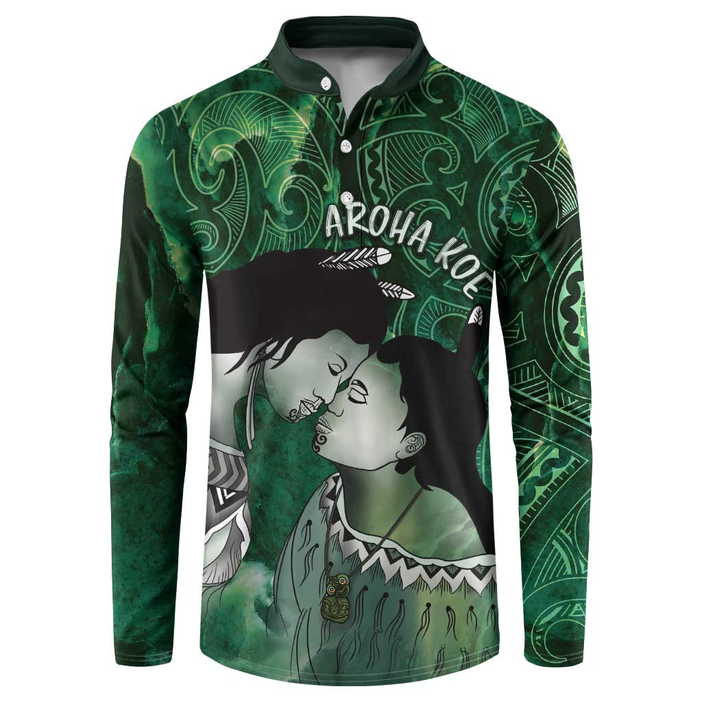 New Zealand Aroha Koe Mama Button Sweatshirt Maori Hongi - Pounamu LT7 Green - Polynesian Pride