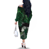 New Zealand Aroha Koe Mama Family Matching Off The Shoulder Long Sleeve Dress and Hawaiian Shirt Maori Hongi - Pounamu LT7 - Polynesian Pride