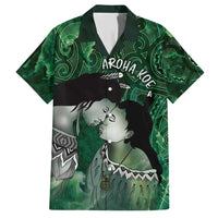 New Zealand Aroha Koe Mama Family Matching Short Sleeve Bodycon Dress and Hawaiian Shirt Maori Hongi - Pounamu LT7 Dad's Shirt - Short Sleeve Green - Polynesian Pride