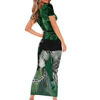 New Zealand Aroha Koe Mama Family Matching Short Sleeve Bodycon Dress and Hawaiian Shirt Maori Hongi - Pounamu LT7 - Polynesian Pride