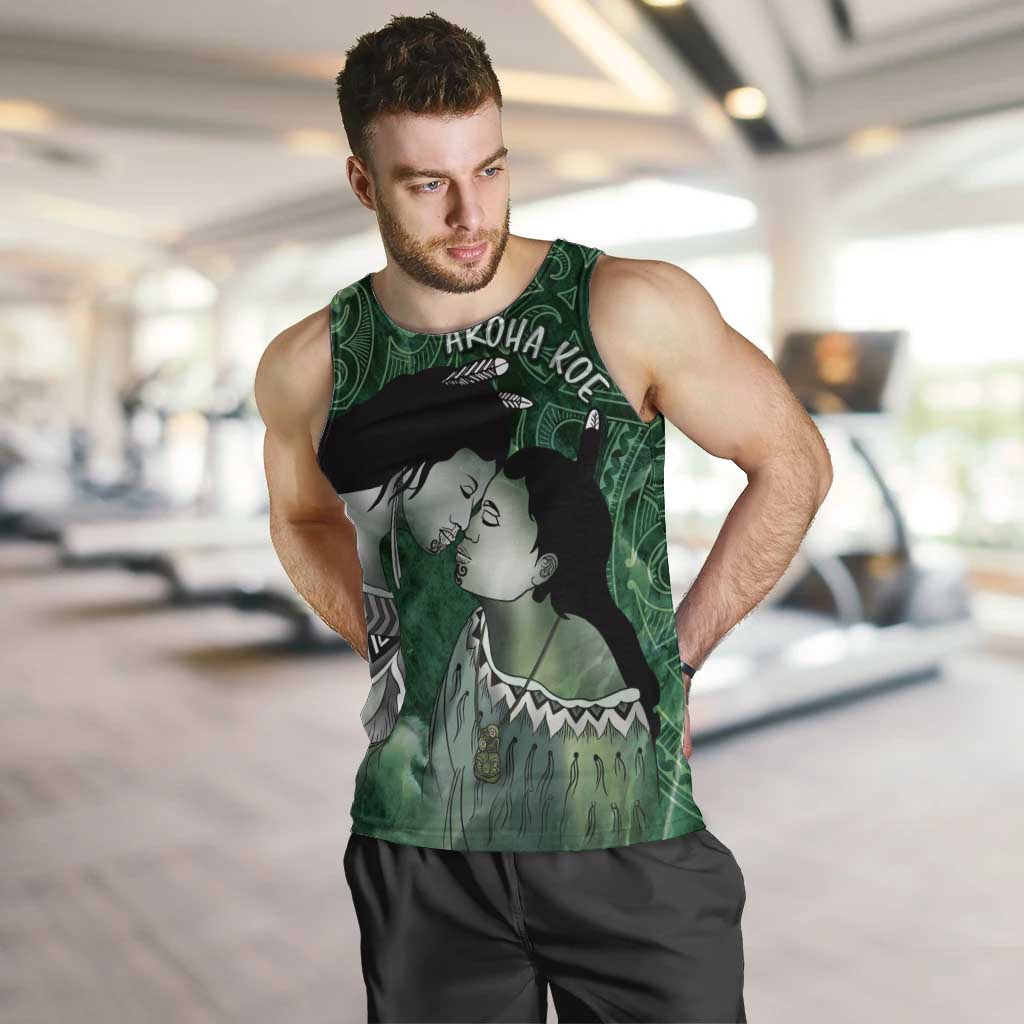 New Zealand Aroha Koe Mama Men Tank Top Maori Hongi - Pounamu