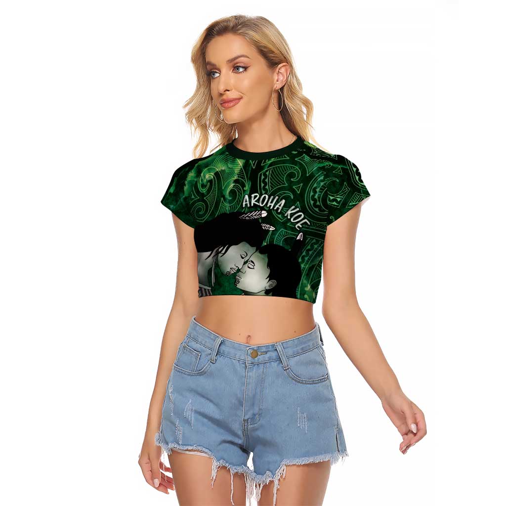 New Zealand Aroha Koe Mama Raglan Cropped T Shirt Maori Hongi - Pounamu