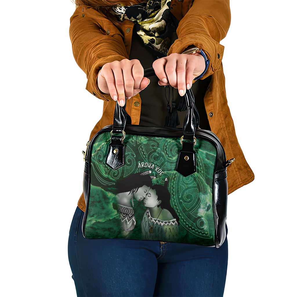New Zealand Aroha Koe Mama Shoulder Handbag Maori Hongi - Pounamu
