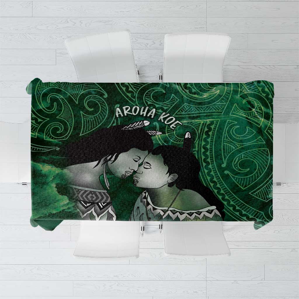 New Zealand Aroha Koe Mama Tablecloth Maori Hongi - Pounamu LT7 Green - Polynesian Pride