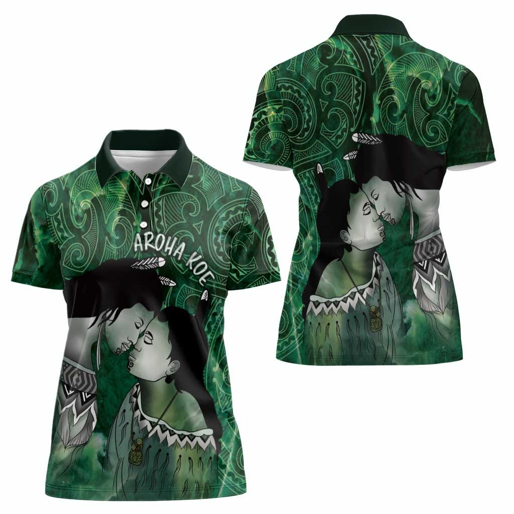 New Zealand Aroha Koe Mama Women Polo Shirt Maori Hongi - Pounamu