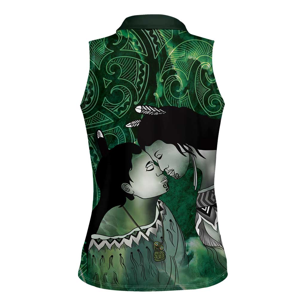 New Zealand Aroha Koe Mama Women Sleeveless Polo Shirt Maori Hongi - Pounamu