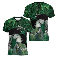 New Zealand Aroha Koe Mama Women V-Neck T-Shirt Maori Hongi - Pounamu