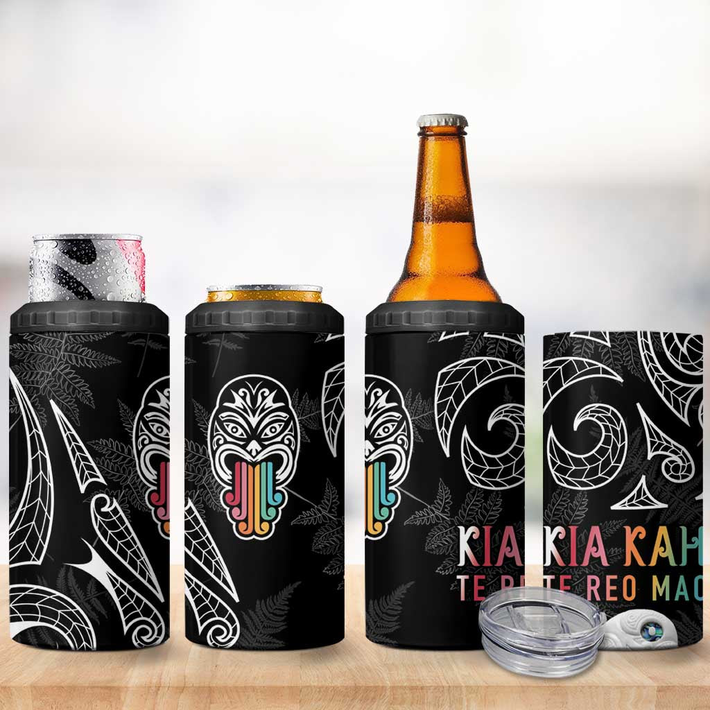 Kia Hara Te reo Maori 4 in 1 Can Cooler Tumbler Manaia Moko Pattern
