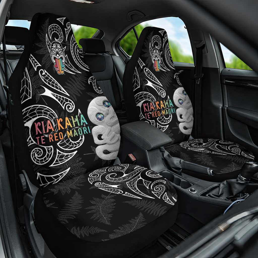 Kia Hara Te reo Maori Car Seat Cover Manaia Moko Pattern LT7 One Size Black - Polynesian Pride