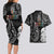 Kia Hara Te reo Maori Couples Matching Long Sleeve Bodycon Dress and Hawaiian Shirt Manaia Moko Pattern