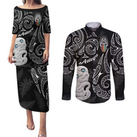 Kia Hara Te reo Maori Couples Matching Puletasi and Long Sleeve Button Shirt Manaia Moko Pattern