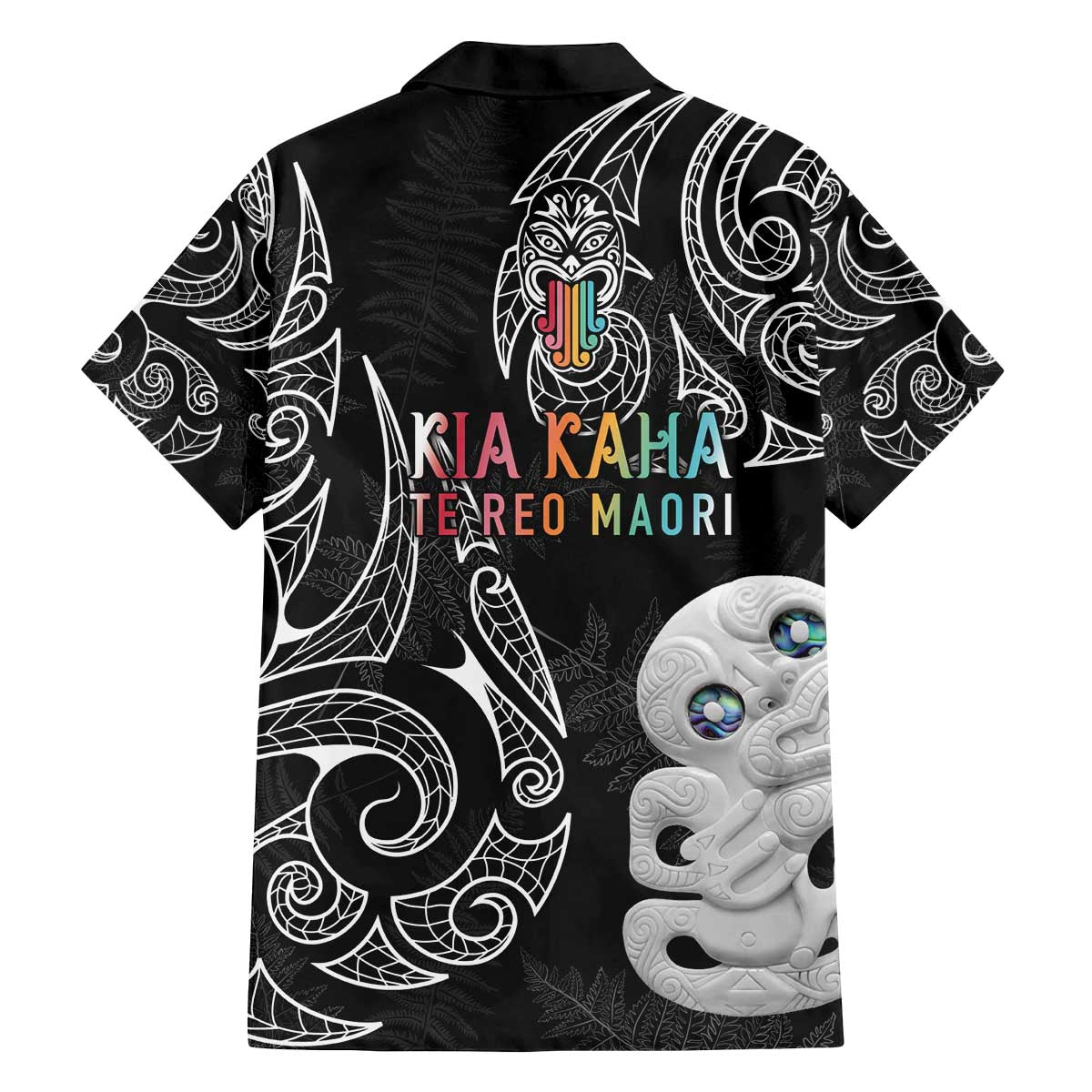 Kia Hara Te reo Maori Family Matching Off The Shoulder Long Sleeve Dress and Hawaiian Shirt Manaia Moko Pattern LT7 - Polynesian Pride