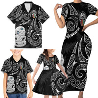 Kia Hara Te reo Maori Family Matching Short Sleeve Bodycon Dress and Hawaiian Shirt Manaia Moko Pattern LT7 - Polynesian Pride