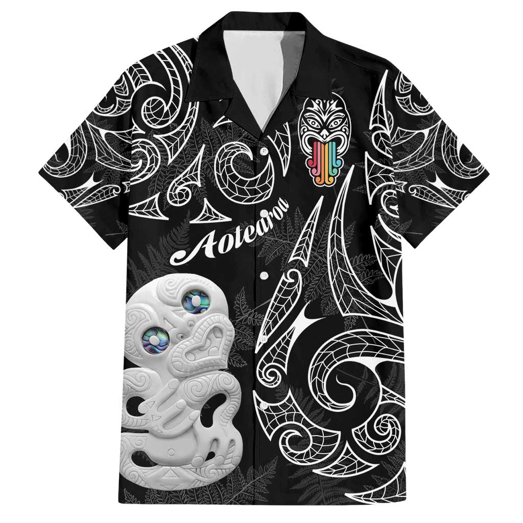 Kia Hara Te reo Maori Family Matching Short Sleeve Bodycon Dress and Hawaiian Shirt Manaia Moko Pattern LT7 Dad's Shirt - Short Sleeve Black - Polynesian Pride